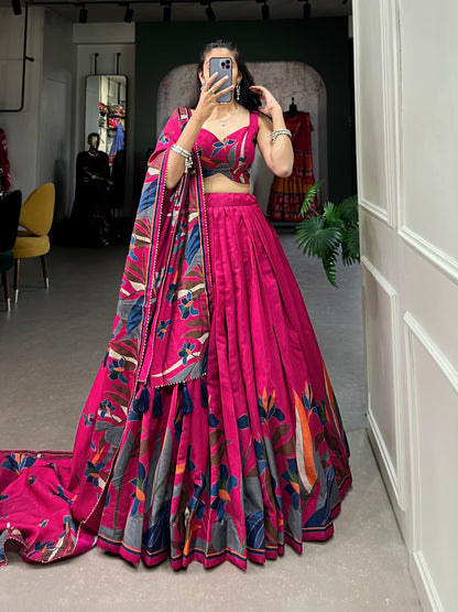 ZariyaFloré Set - Elegant Floral Foil with Gotta Patti And Tassels Lehenga Choli Set