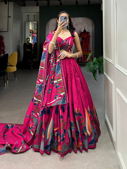 ZariyaFloré Set - Elegant Floral Foil with Gotta Patti And Tassels Lehenga Choli Set