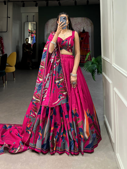 ZariyaFloré Set - Elegant Floral Foil with Gotta Patti And Tassels Lehenga Choli Set