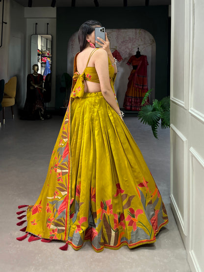 ZariyaFloré Set - Elegant Floral Foil with Gotta Patti And Tassels Lehenga Choli Set