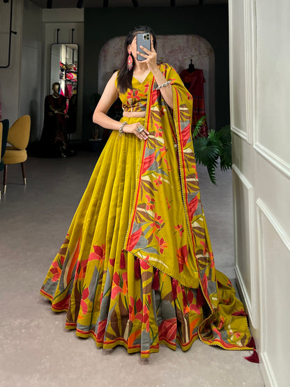 ZariyaFloré Set - Elegant Floral Foil with Gotta Patti And Tassels Lehenga Choli Set