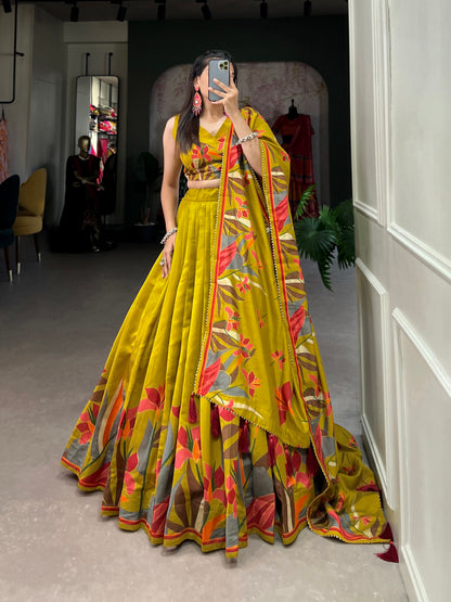 ZariyaFloré Set - Elegant Floral Foil with Gotta Patti And Tassels Lehenga Choli Set