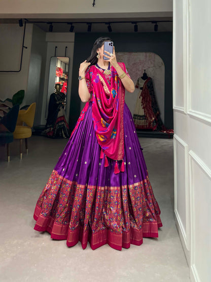 ArtVastra Lehenga Set - Kalamkari Impressions on Lustrous Silk