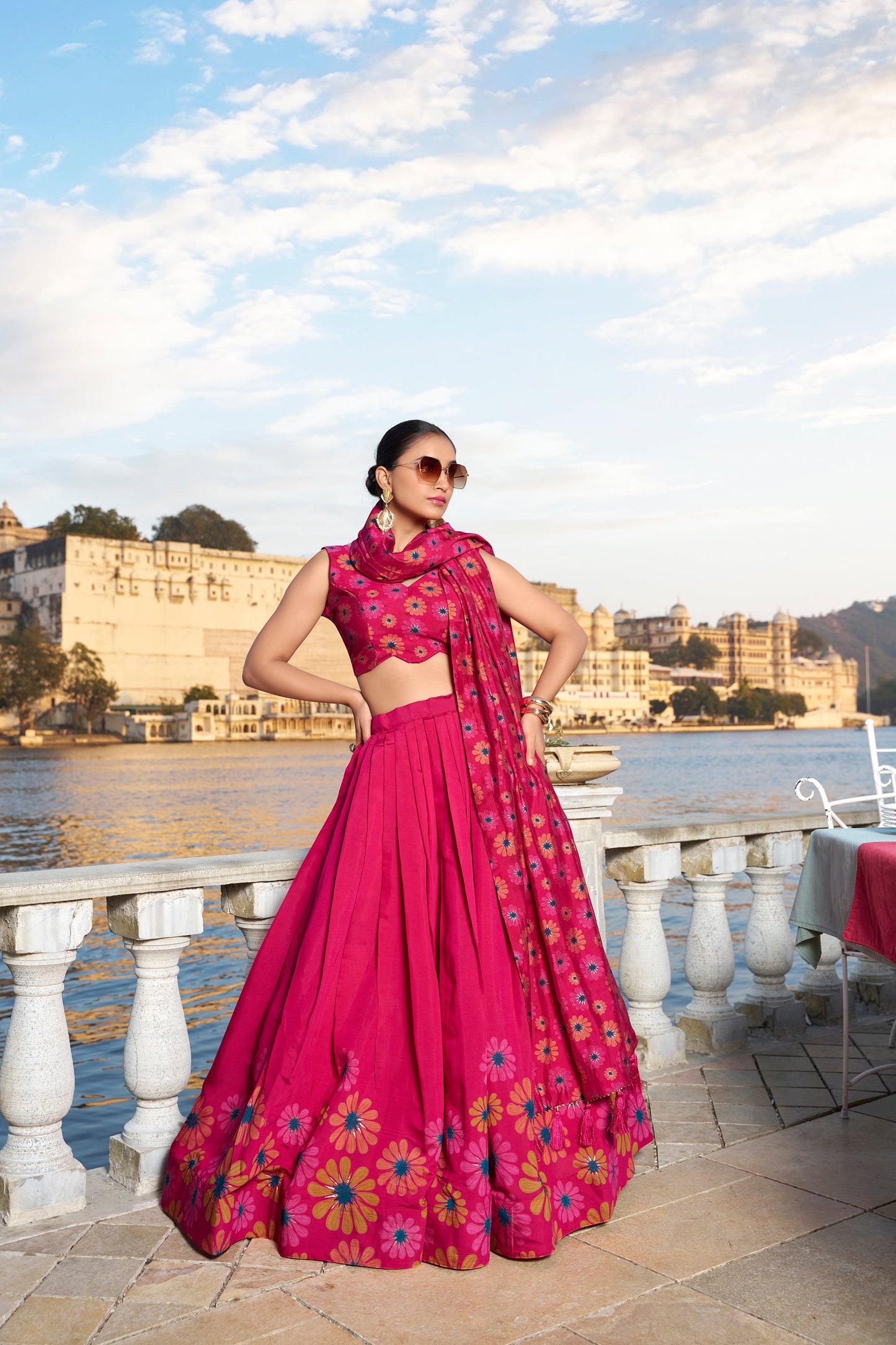 Exquisite Floral Fantasy: Tusser Silk Lehenga Choli with Intricate Print and Dupatta-Minimum Qty -10 Pic