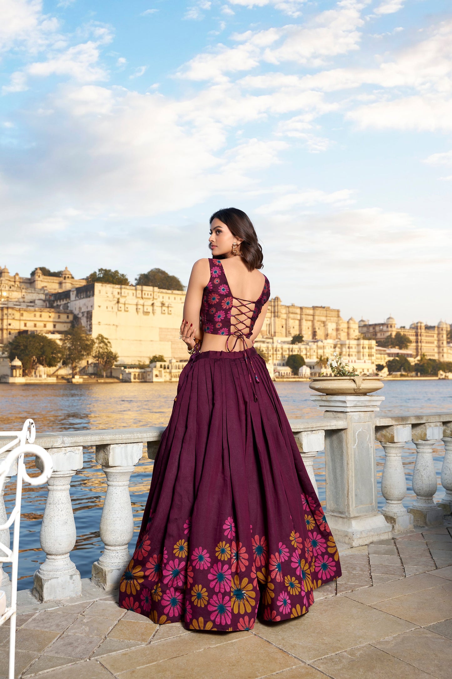 Exquisite Floral Fantasy: Tusser Silk Lehenga Choli with Intricate Print and Dupatta-Minimum Qty -10 Pic