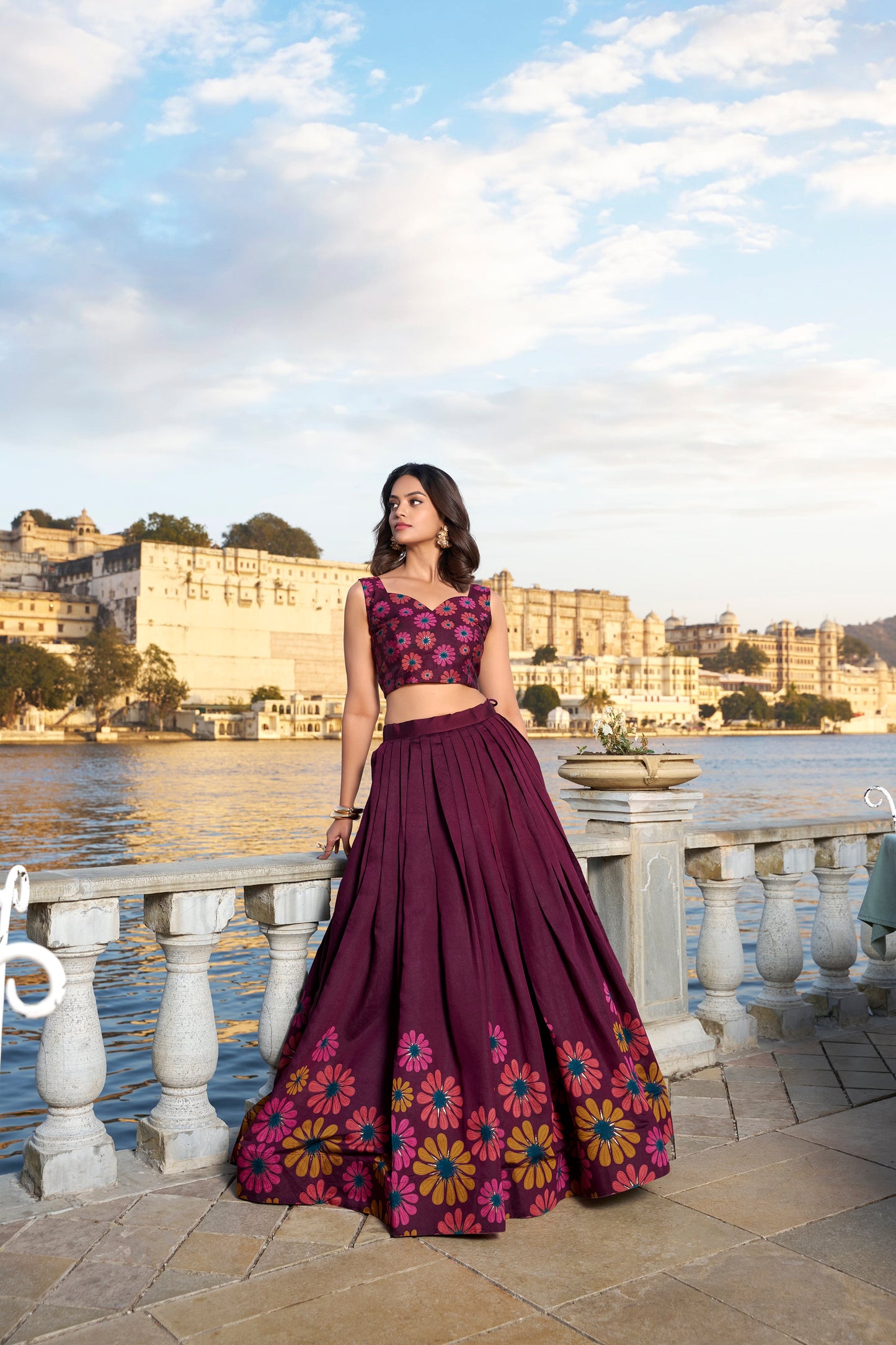 Exquisite Floral Fantasy: Tusser Silk Lehenga Choli with Intricate Print and Dupatta-Minimum Qty -10 Pic