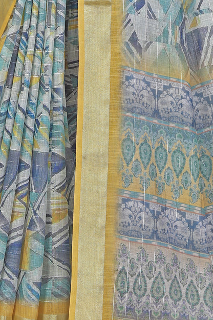 Elegant Pure Linen Saree with Silver Zari Lurex - Soft And Stylish Drape