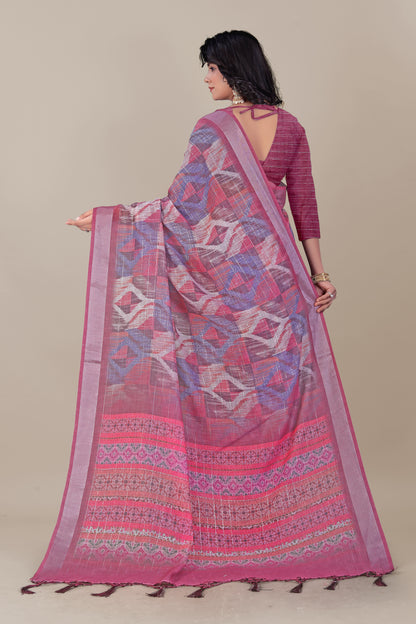 Pure Linen Zari Saree with Silver Lurex - Soft Touch Rich Look