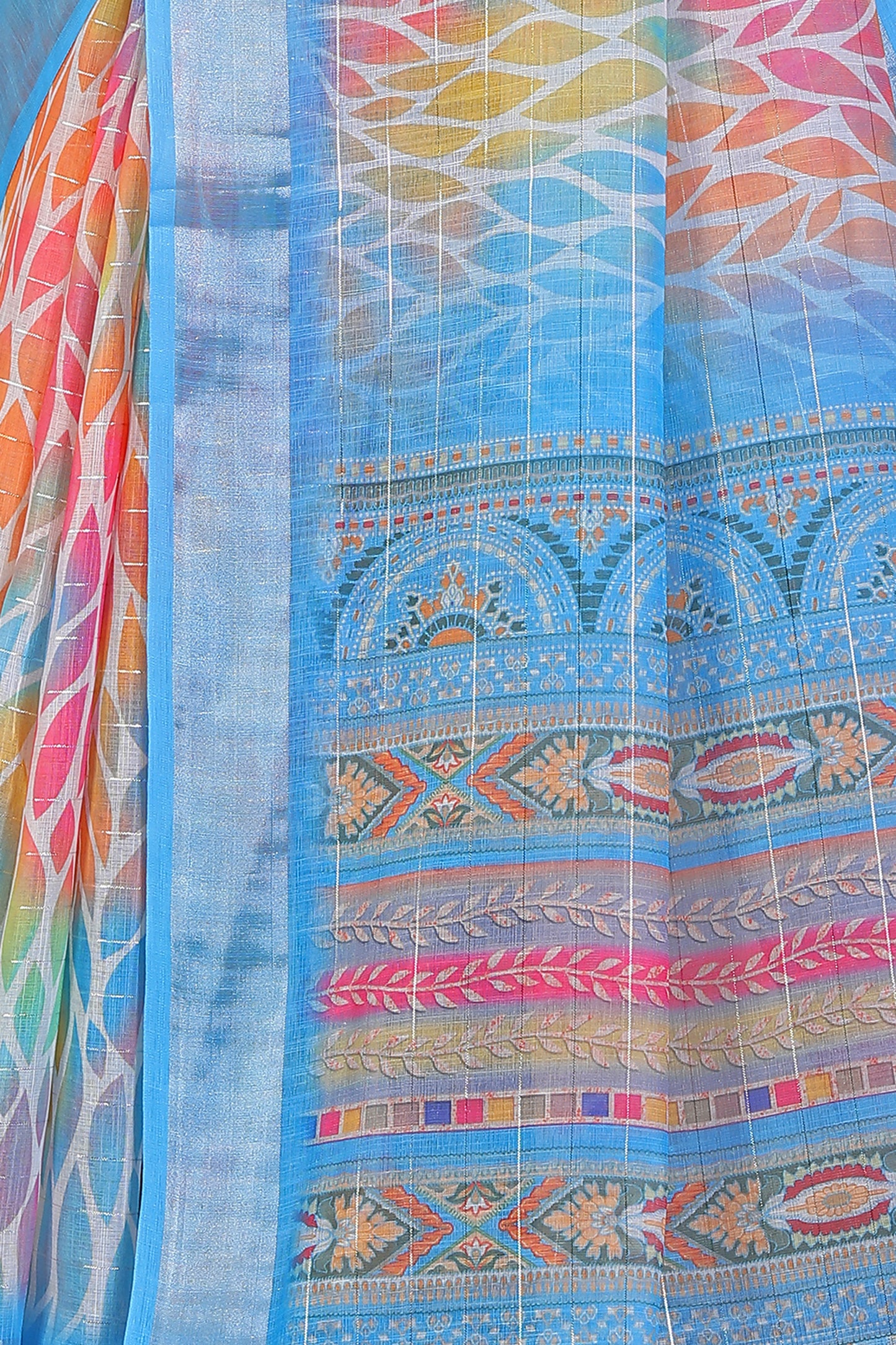 Pure Linen Saree with All-Over Silver Zari Lurex - Soft And Timeless Elegance