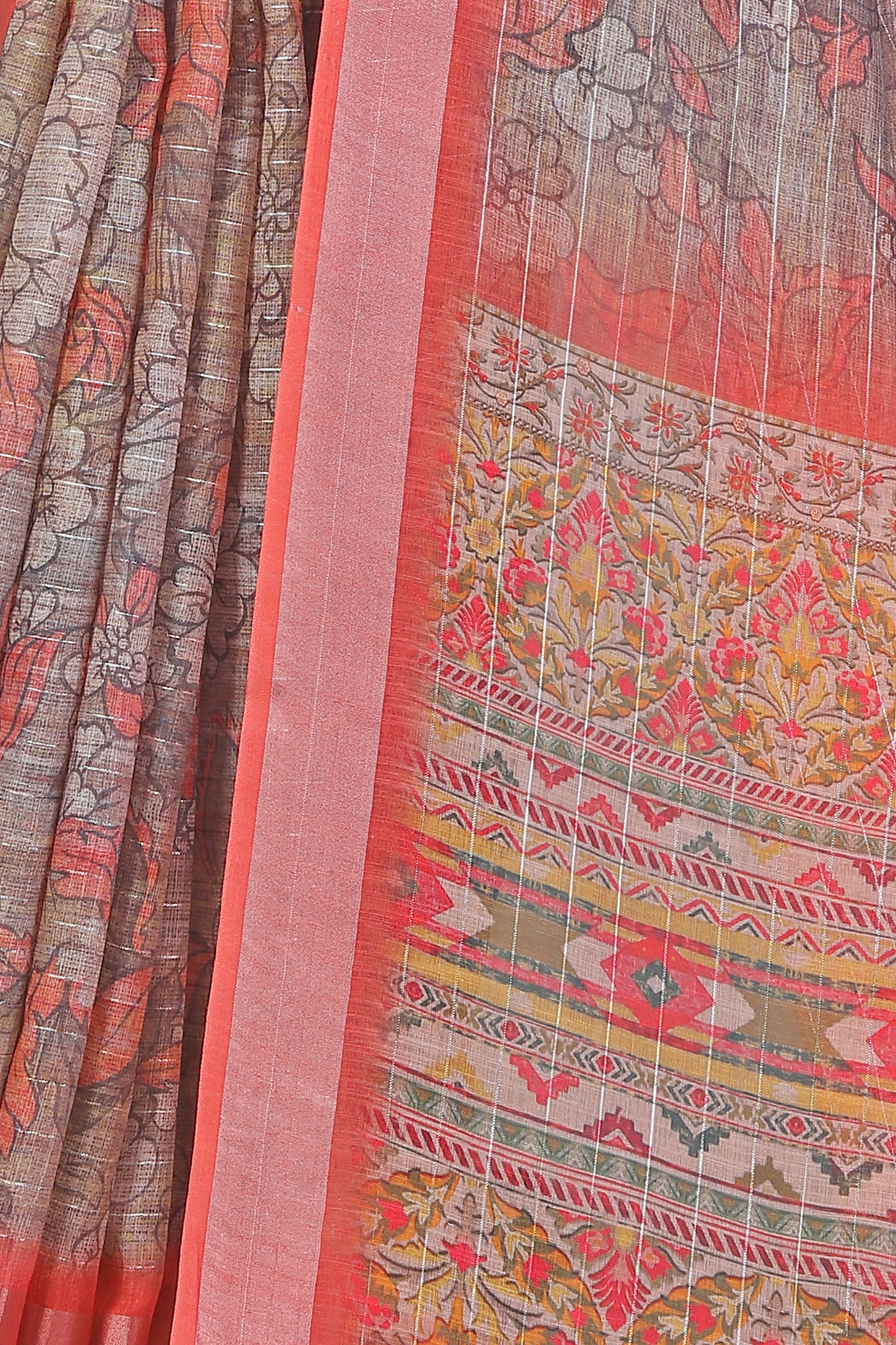 Silver Zari Lurex on Pure Linen Saree - Graceful Look All-Day Comfort