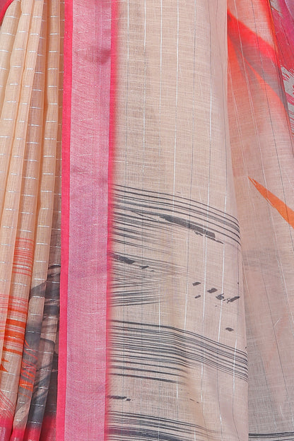 Moonweave - Soft Pure Linen Saree Adorned with Silver Lurex Magic