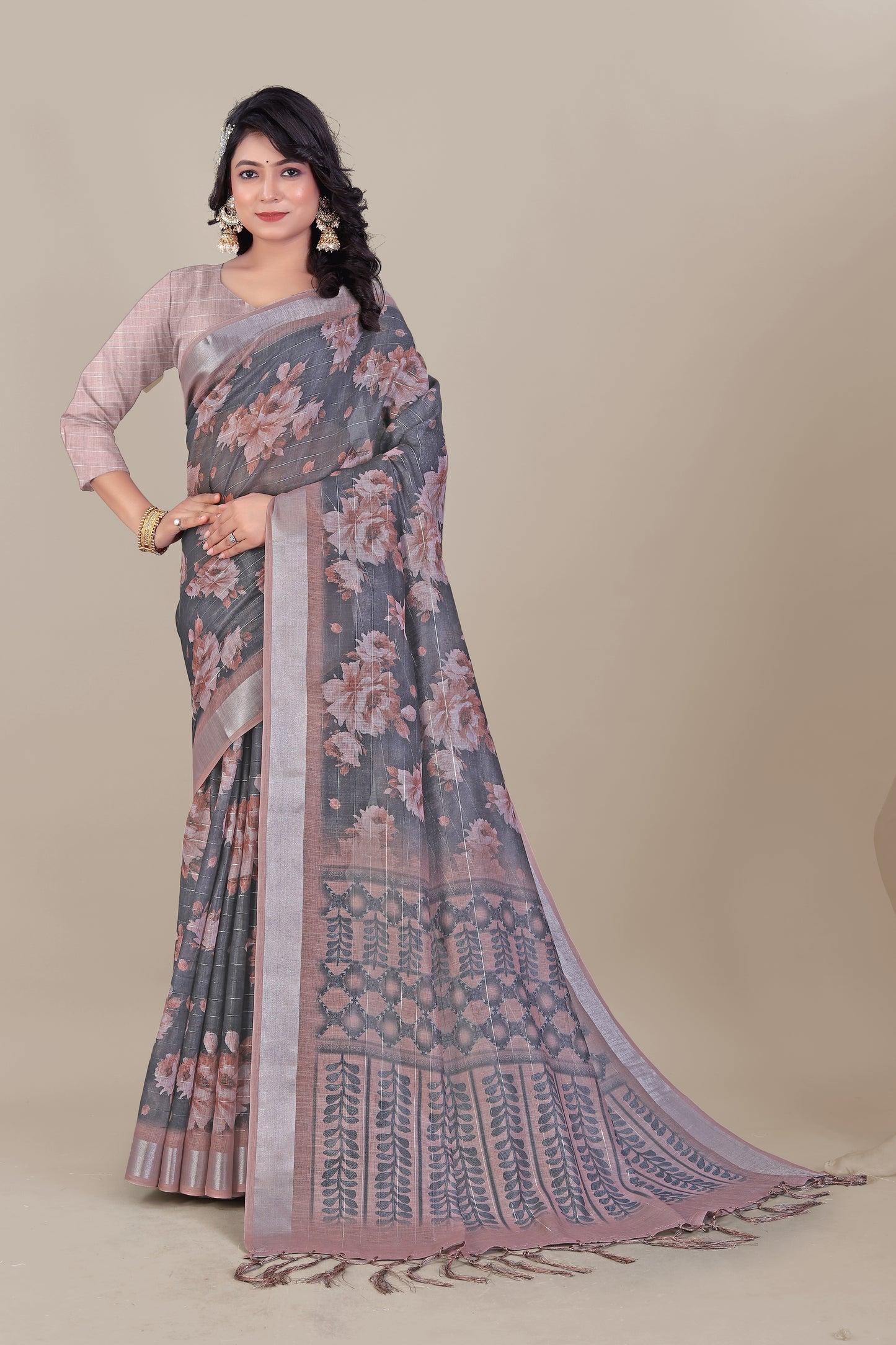 Silversoul - Pure Linen Saree with Subtle Shimmer and Cloud-Soft Feel