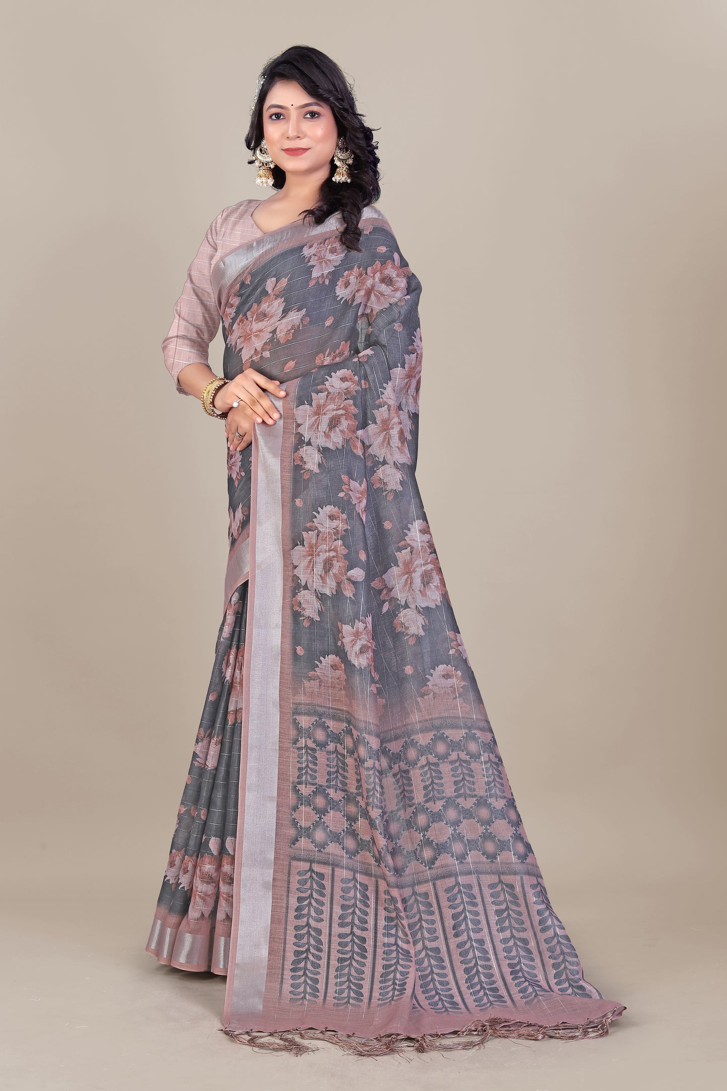Silversoul - Pure Linen Saree with Subtle Shimmer and Cloud-Soft Feel