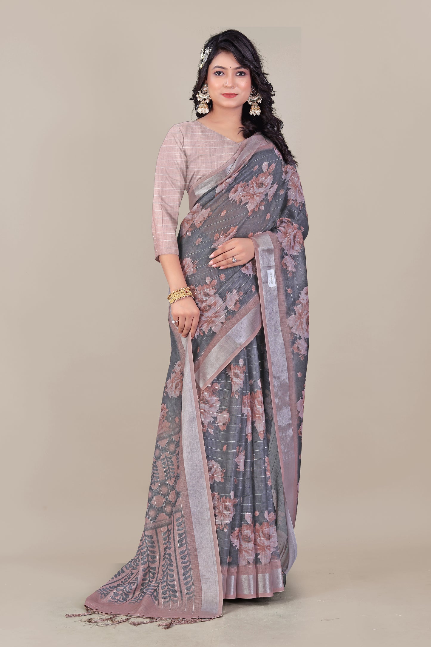 Silversoul - Pure Linen Saree with Subtle Shimmer and Cloud-Soft Feel
