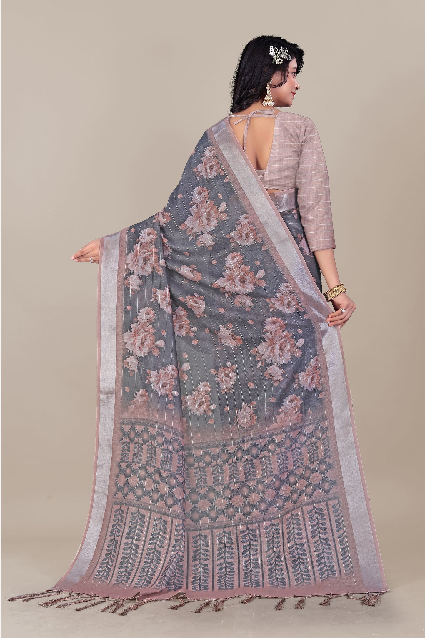 Silversoul - Pure Linen Saree with Subtle Shimmer and Cloud-Soft Feel