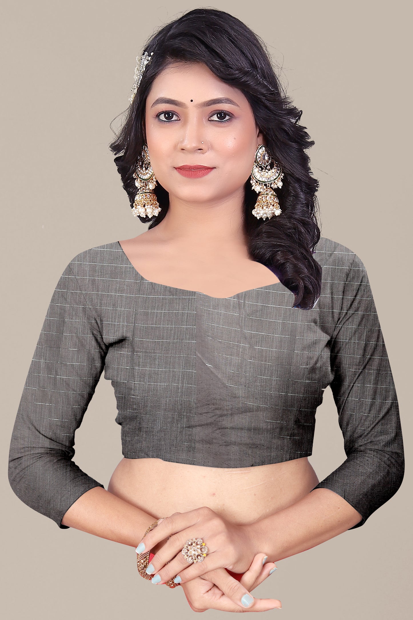 Lurex Loom - Soft Handwoven Linen Saree in Silver Threaded Light
