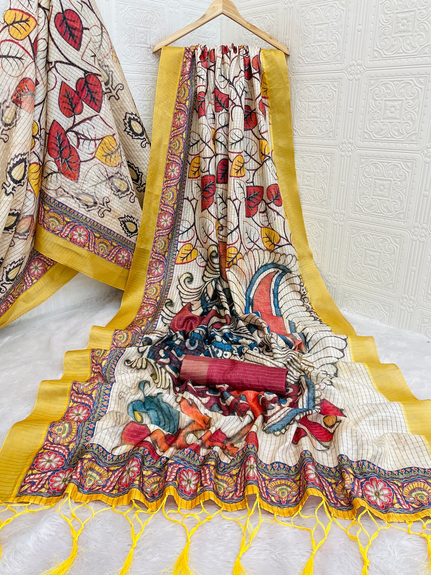 Mysore Silk Checks Saree with Silver Zari Lurex - Timeless Yet Trendy