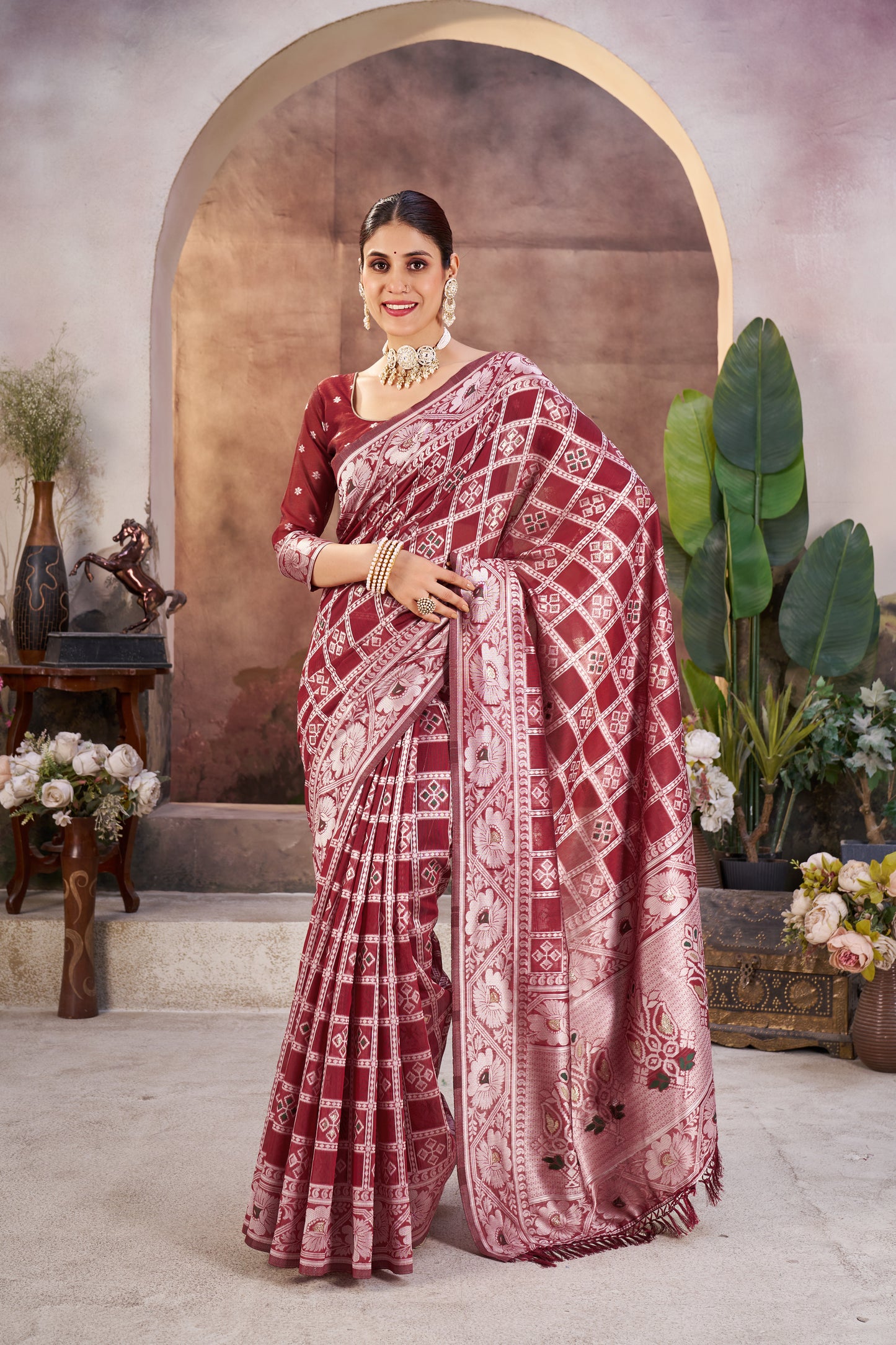 Luxurious Gharchola Bandhani Cotton Saree With Unstitched Blouse