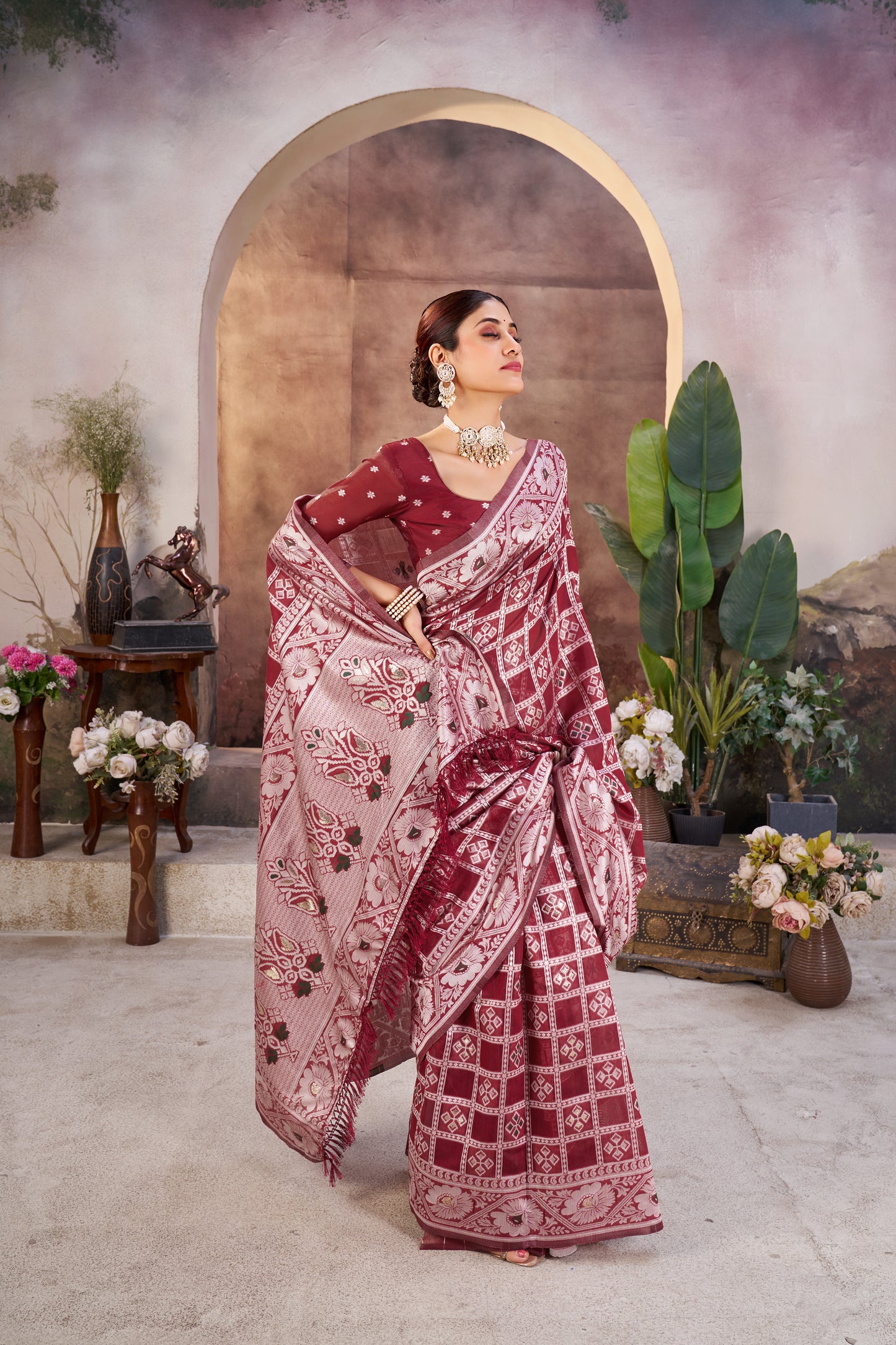 Luxurious Gharchola Bandhani Cotton Saree With Unstitched Blouse