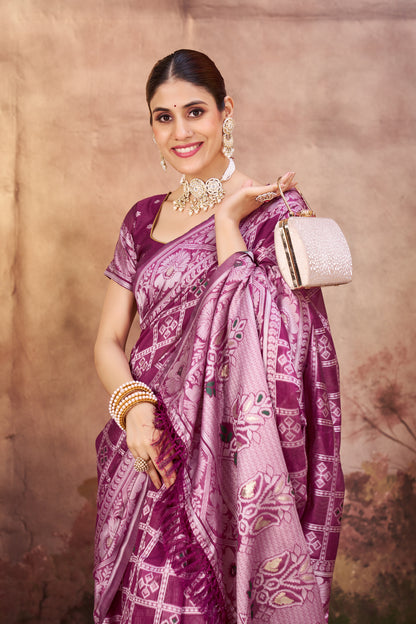 Luxurious Gharchola Bandhani Cotton Saree With Unstitched Blouse
