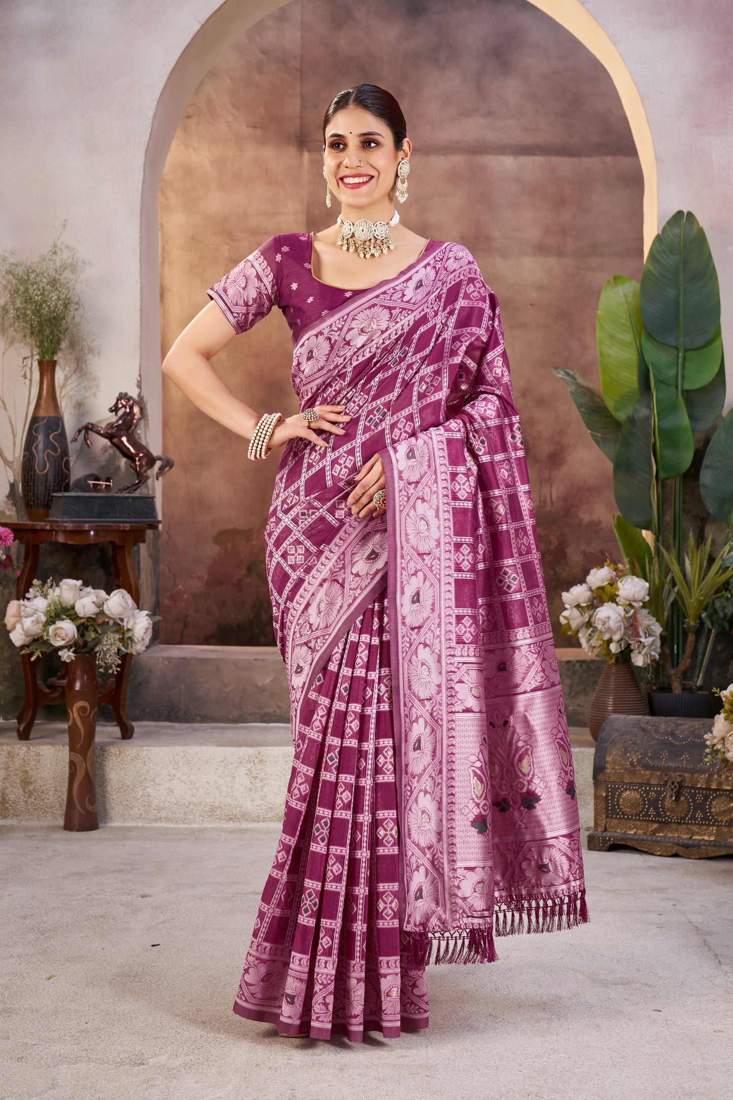 Luxurious Gharchola Bandhani Cotton Saree With Unstitched Blouse