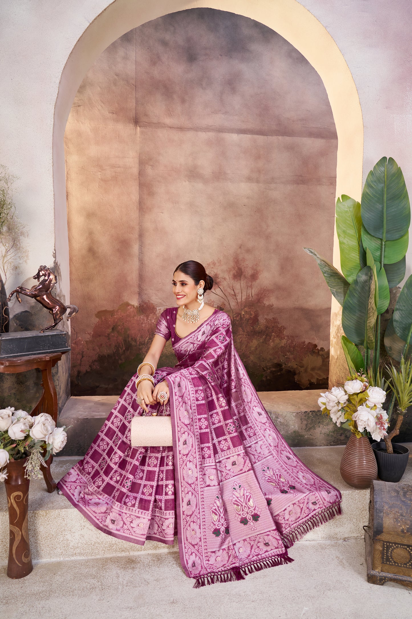 Luxurious Gharchola Bandhani Cotton Saree With Unstitched Blouse
