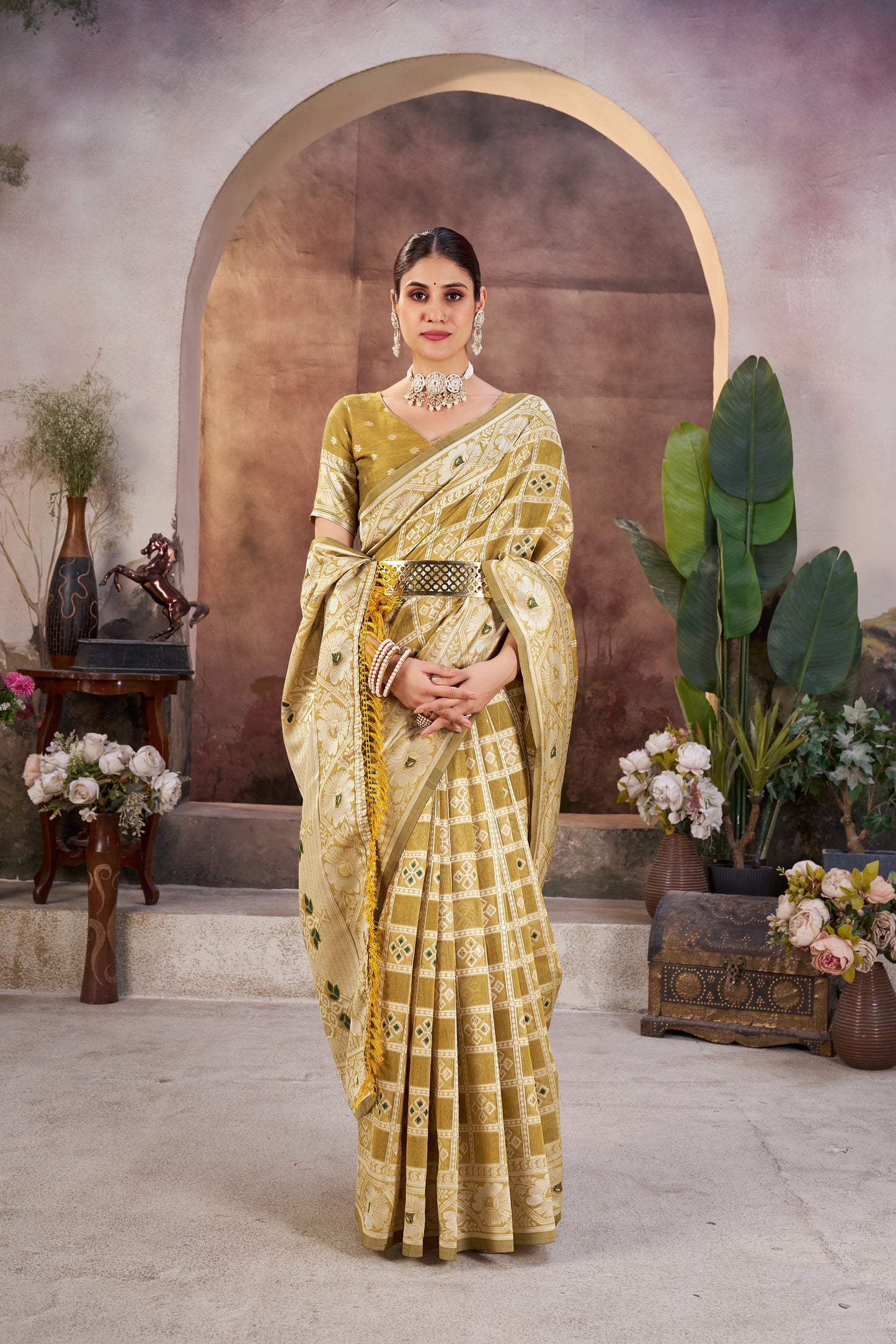 Luxurious Gharchola Bandhani Cotton Saree With Unstitched Blouse