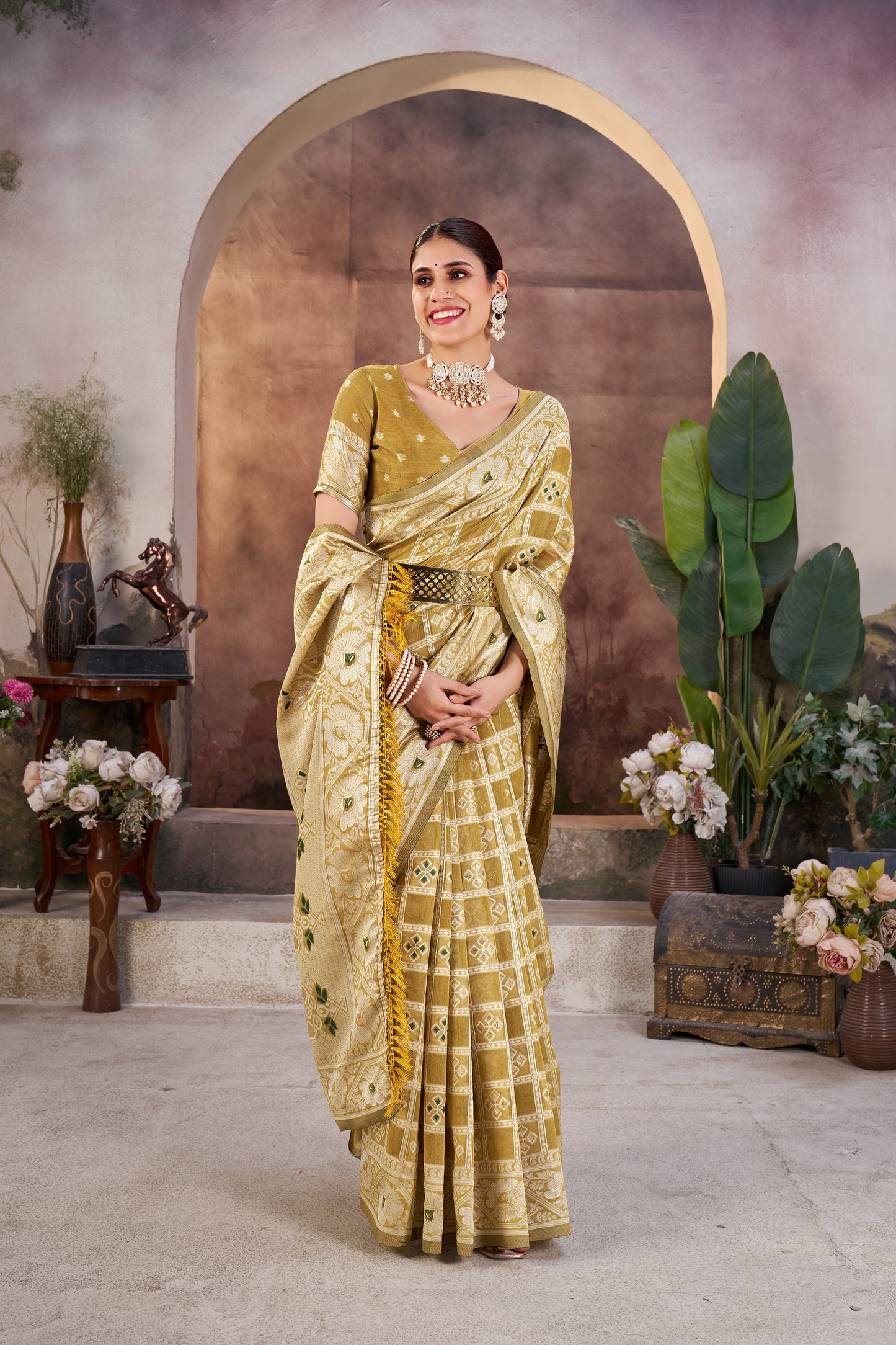 Luxurious Gharchola Bandhani Cotton Saree With Unstitched Blouse