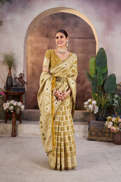 Luxurious Gharchola Bandhani Cotton Saree With Unstitched Blouse