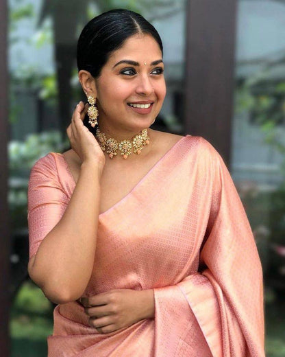 ZariVerve: Elegantly Embellished Saree in Seamless Golden Weave