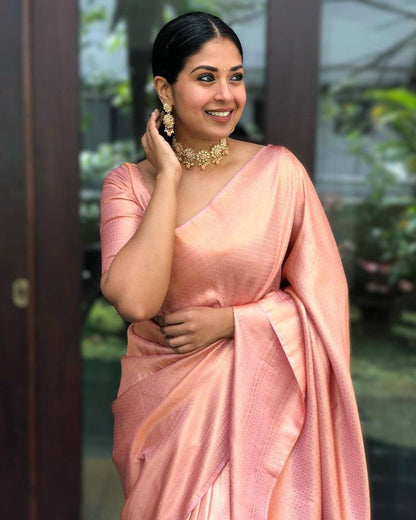 ZariVerve: Elegantly Embellished Saree in Seamless Golden Weave