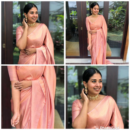 ZariVerve: Elegantly Embellished Saree in Seamless Golden Weave