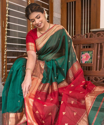 Zarivaram: Embellished Kanjivaram Saree with Traditional Motifs And Golden Weave
