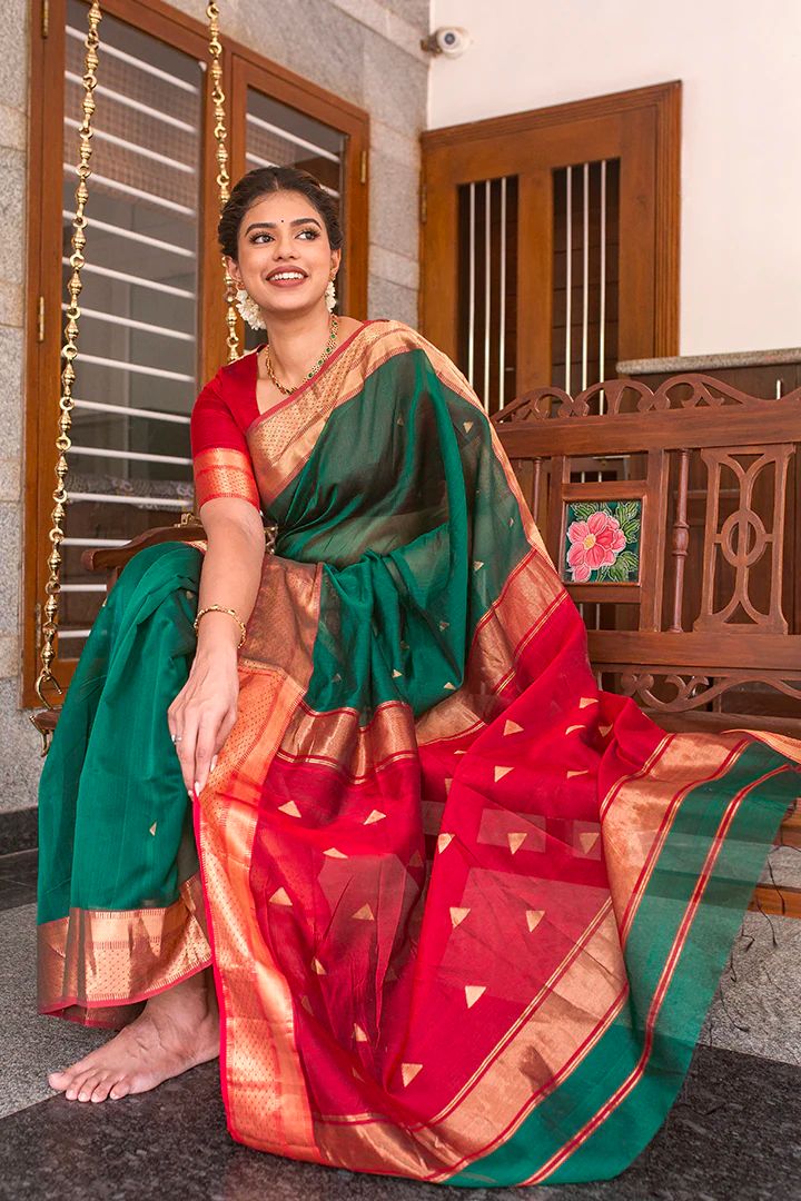 Zarivaram: Embellished Kanjivaram Saree with Traditional Motifs And Golden Weave