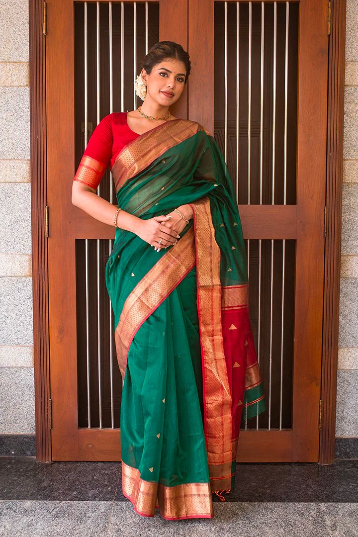 Zarivaram: Embellished Kanjivaram Saree with Traditional Motifs And Golden Weave