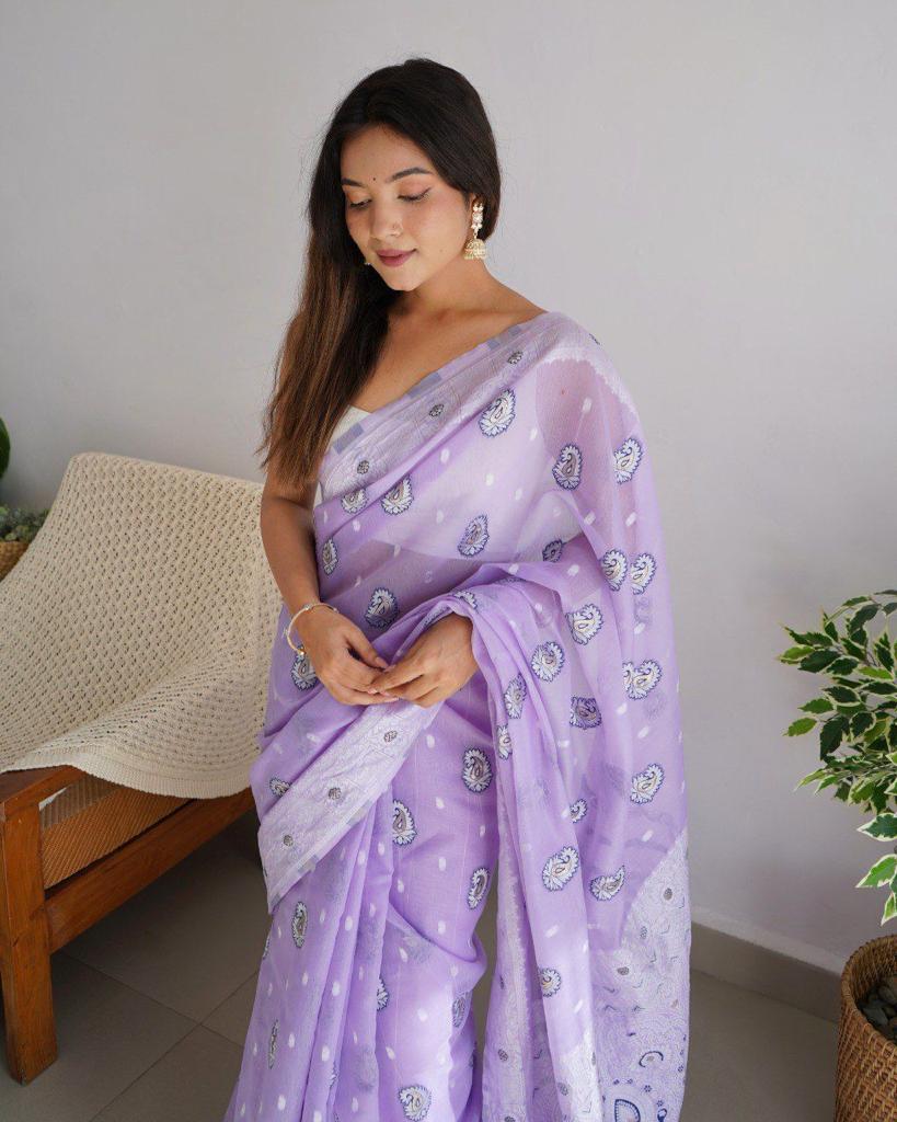 Noorika: Premium Soft Cotton Saree with Artistic Motifs And Luxe Accents
