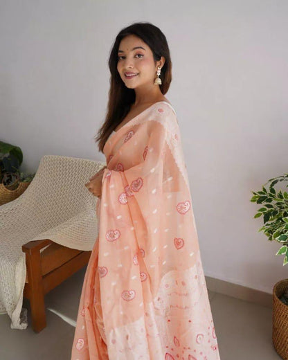 Noorika: Premium Soft Cotton Saree with Artistic Motifs And Luxe Accents