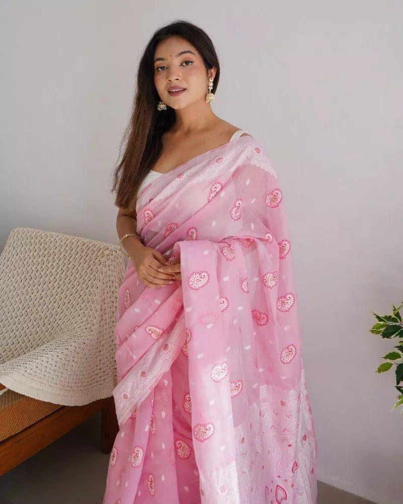 Noorika: Premium Soft Cotton Saree with Artistic Motifs And Luxe Accents