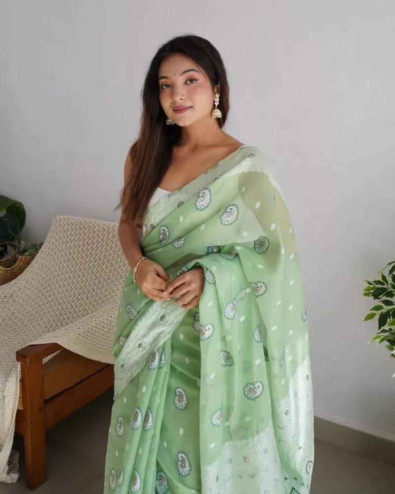 Noorika: Premium Soft Cotton Saree with Artistic Motifs And Luxe Accents