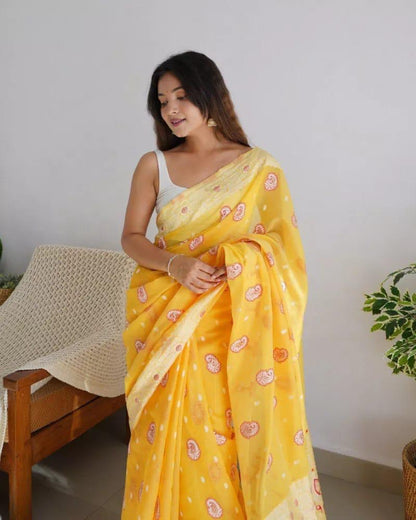 Noorika: Premium Soft Cotton Saree with Artistic Motifs And Luxe Accents