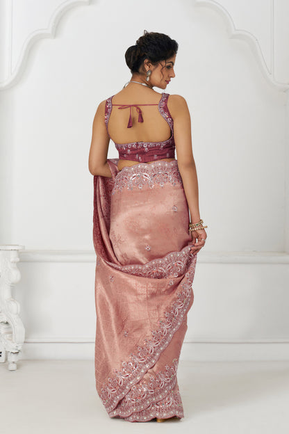 Luxe Dola Saree with Glam Paisley Sequins And Sparkle Stones And Unstiched Blouse