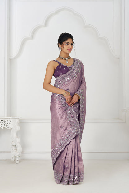 Luxe Dola Saree with Glam Paisley Sequins And Sparkle Stones And Unstiched Blouse