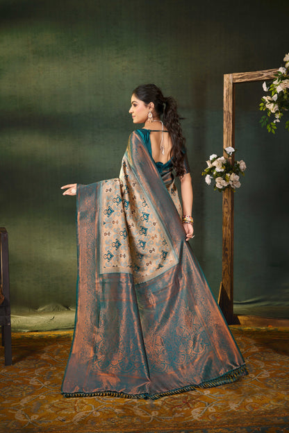 Lux Edit: Zari Silk Saree Featuring Classic Temple Border
