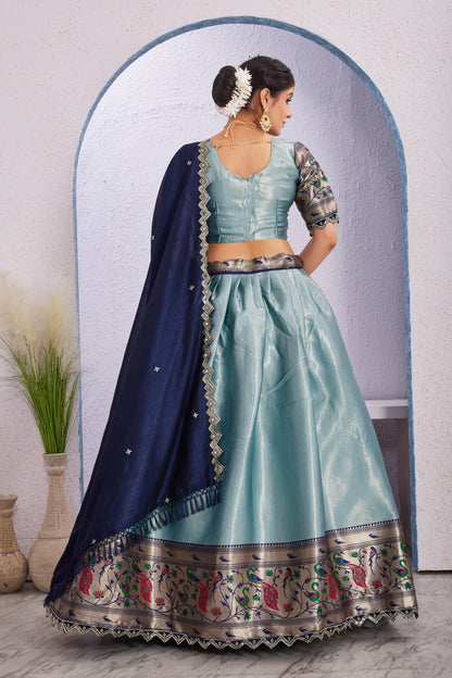 Attractive Borad Work Jacquard Silk Lehenga with Unstitched Blouse Cut Border Dupatta