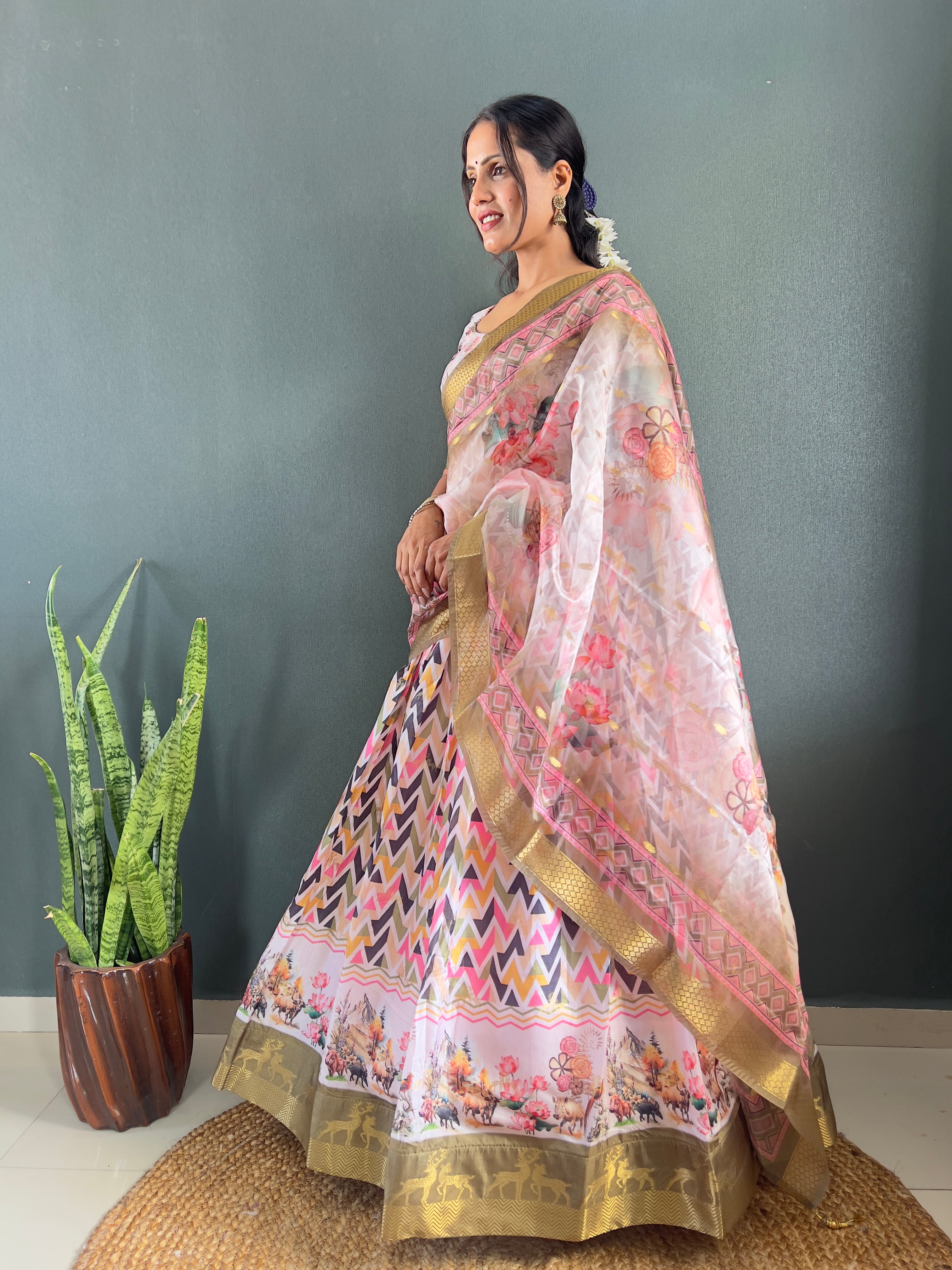 Top Selling Traditional Dola Silk Lehenga with Unstitched Blouse Cut Border Dupatta