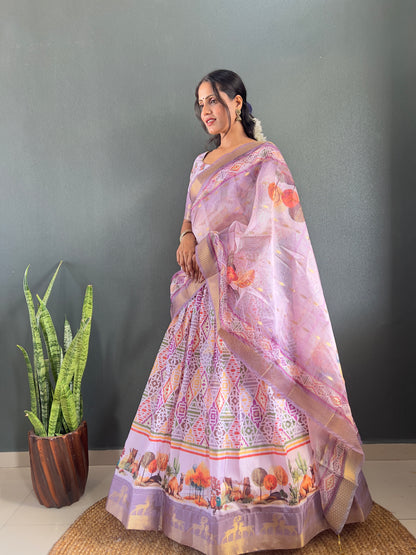 Top Selling Traditional Dola Silk Lehenga with Unstitched Blouse Cut Border Dupatta