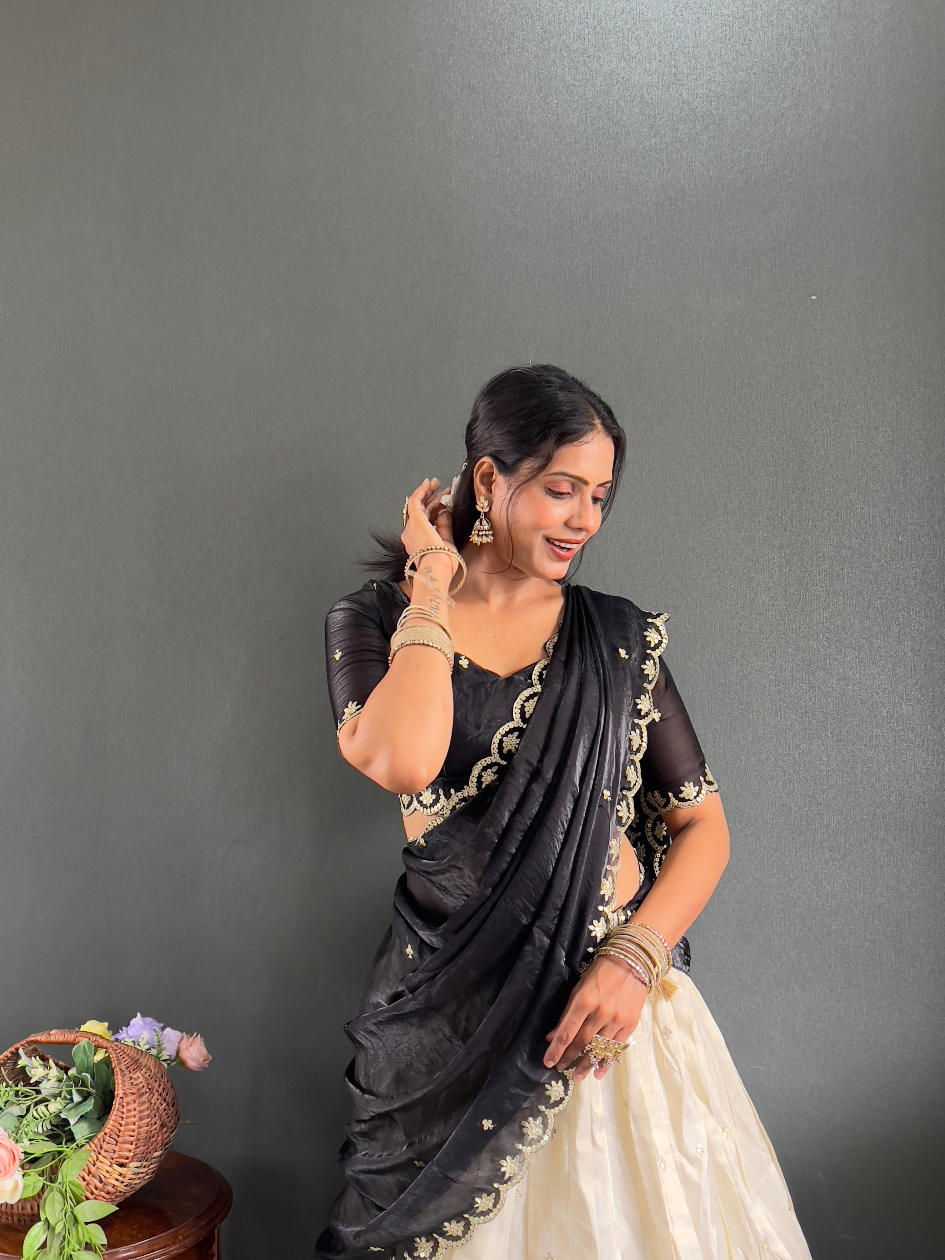 Classic Tissue Silk Embroidery Work Lehega With Unstitched Blouse and Dupatta