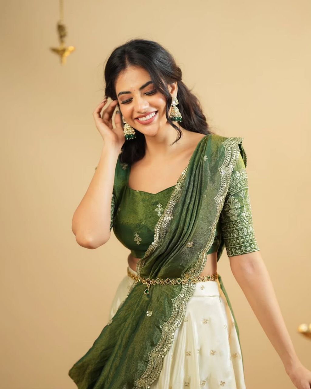 Heavy Embroidery Work Chinnon Lehenga With Unstiched Blouse And Contrast Dupatta