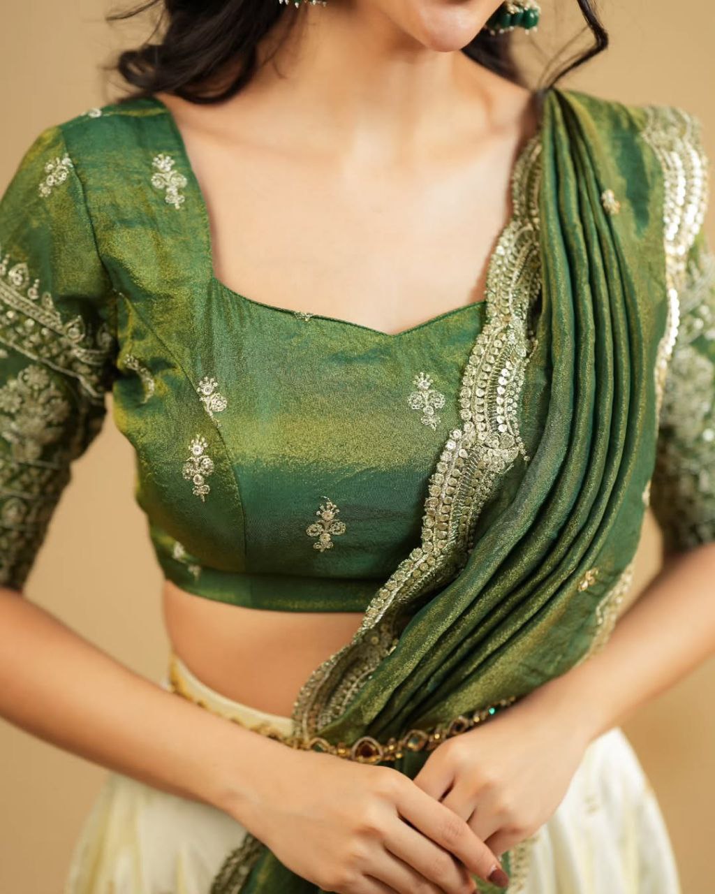 Heavy Embroidery Work Chinnon Lehenga With Unstiched Blouse And Contrast Dupatta