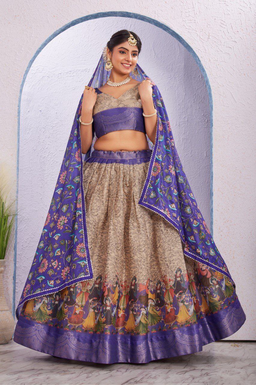 Royal Dandia Mix Patola Dola Cotton Silk Lehega With Unstitched Blouse and Dupatta